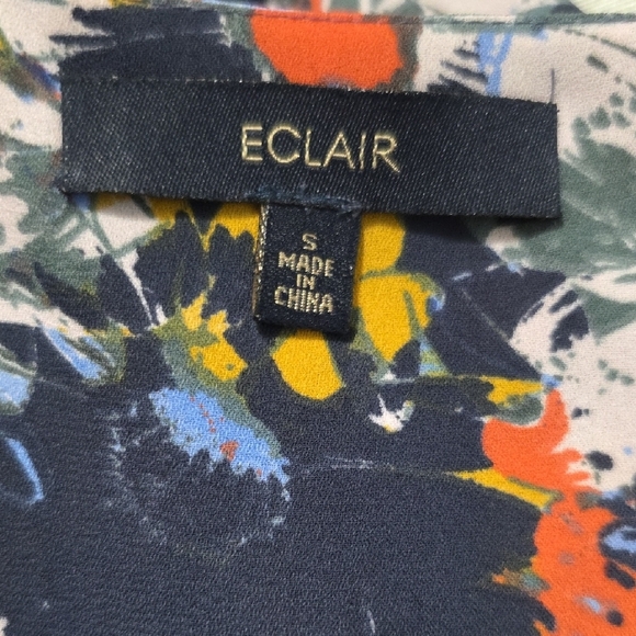 Eclair Lined Floral Splat Dress With Tie Belt Size Small - Picture 8 of 9